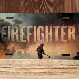 Firefighter Themed License Plate
